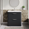 Radius Floor Standing Vanity Unit with Chrome Handles W800 x D445mm - Soft Black