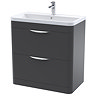 Radius Floor Standing Vanity Unit with Chrome Handles W800 x D445mm - Soft Black