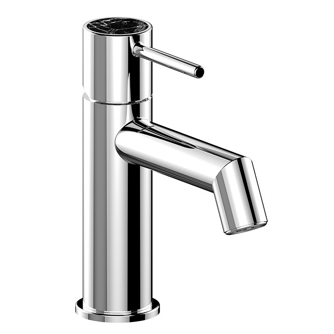 Radius Custom Chrome Mono Basin Mixer Tap - Jet Black Marble Effect