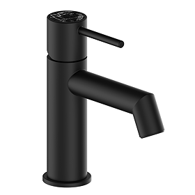 Radius Custom Matt Black Mono Basin Mixer Tap - Jet Black Marble Effect