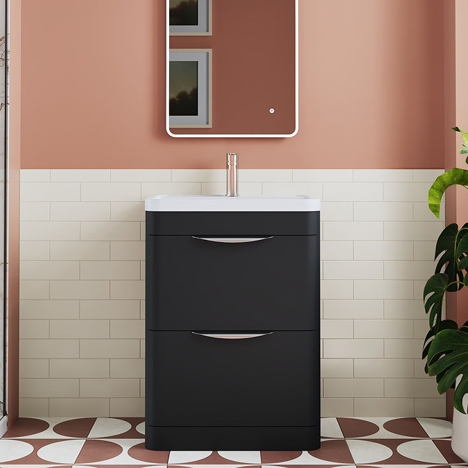 Floor Standing Vanity Unit with Chrome Handles - W600 x D445mm