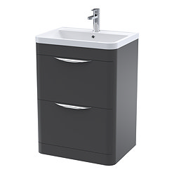 Floor Standing Vanity Unit with Chrome Handles - W600 x D445mm