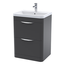 Floor Standing Vanity Unit with Chrome Handles - W600 x D445mm