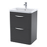 Floor Standing Vanity Unit with Chrome Handles - W600 x D445mm