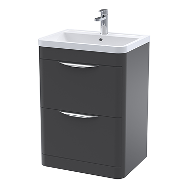Floor Standing Vanity Unit with Chrome Handles - W600 x D445mm