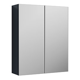 Radius Soft Black Minimalist Mirror Cabinet with 2 Doors W617 x D110mm