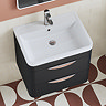 Radius Wall Hung 2 Drawer Vanity Unit with Chrome Handles W600 x D445mm – Soft Black