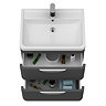 Radius Wall Hung 2 Drawer Vanity Unit with Chrome Handles W600 x D445mm – Soft Black