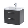 Radius Wall Hung 2 Drawer Vanity Unit with Chrome Handles W600 x D445mm – Soft Black