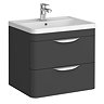 Radius Wall Hung 2 Drawer Vanity Unit with Chrome Handles W600 x D445mm – Soft Black