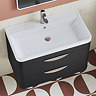 Radius Wall Hung 2 Drawer Vanity Unit with Chrome Handles W800 x D450mm – Soft Black