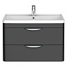 Radius Wall Hung 2 Drawer Vanity Unit with Chrome Handles W800 x D450mm – Soft Black