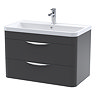 Radius Wall Hung 2 Drawer Vanity Unit with Chrome Handles W800 x D450mm – Soft Black