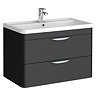 Radius Wall Hung 2 Drawer Vanity Unit with Chrome Handles W800 x D450mm – Soft Black