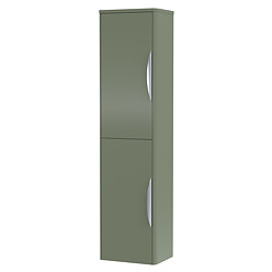 Radius Wall Mounted Tall Cupboard (Satin Green with Chrome Handles - W350 x D250mm)