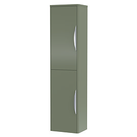 Radius Wall Mounted Tall Cupboard (Satin Green with Chrome Handles - W350 x D250mm)