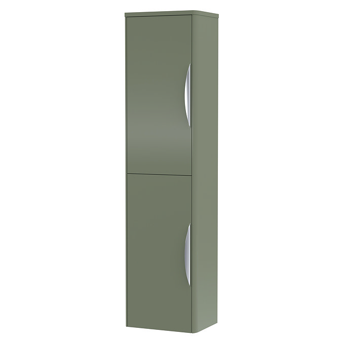 Radius Wall Mounted Tall Cupboard (Satin Green with Chrome Handles - W350 x D250mm)