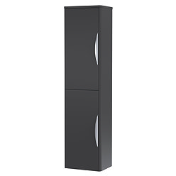 Radius Wall Mounted Tall Cupboard (Soft Black with Chrome Handles - W350 x D250mm)