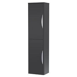 Radius Wall Mounted Tall Cupboard (Soft Black with Chrome Handles - W350 x D250mm)