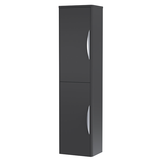 Radius Wall Mounted Tall Cupboard (Soft Black with Chrome Handles - W350 x D250mm)