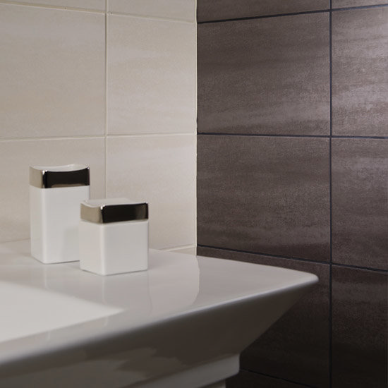 RAK - 14 Dolomite Black Satin Ceramic Wall Tiles - 200x500mm - 52/DOLOMITE-BK In Bathroom Large Imag
