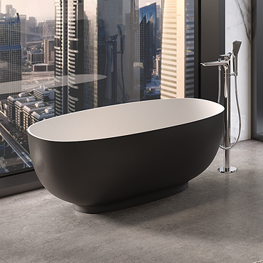 RAK Cloud Matt Black Freestanding Bath (1400 x 753mm)