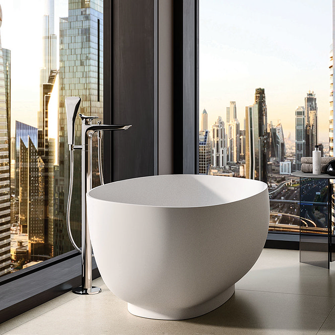 RAK Cloud 1400 x 753mm Freestanding Bath - Matt Greige  Profile Large Image