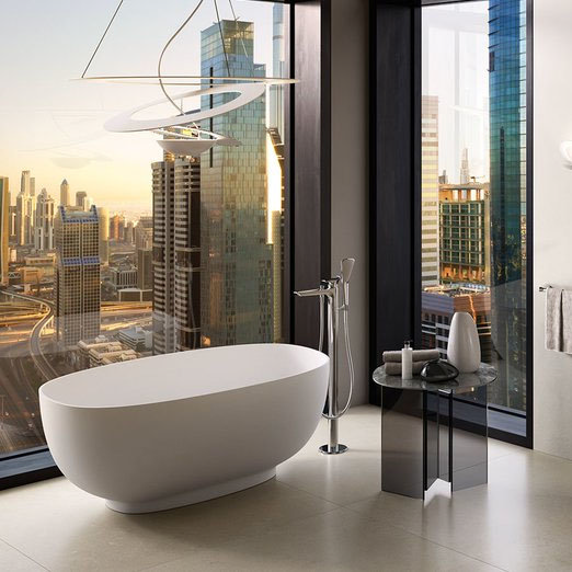 RAK Cloud Matt Grey Freestanding Bath (1400 x 753mm) Feature Large Image