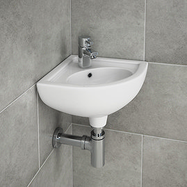 RAK Compact Corner Basin - 1 or 2 Tap Hole Option Large Image