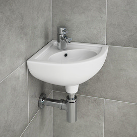 RAK Compact Corner Basin - 1 or 2 Tap Hole Option Large Image