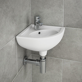 RAK Compact Corner Basin - 1 or 2 Tap Hole Option Large Image