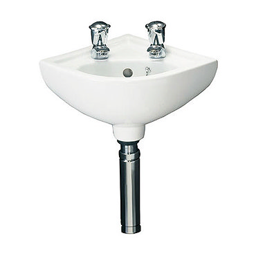 RAK Compact Corner Basin - 1 or 2 Tap Hole Option Profile Large Image