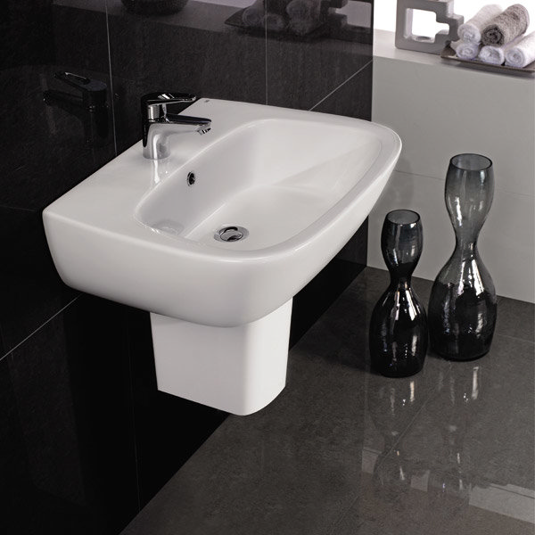 RAK - Elena wall mounted basin and half pedestal - 2 Size Options Profile Large Image