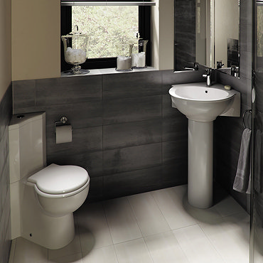 RAK Evolution 4 Piece Suite - Corner Toilet & Basin Profile Large Image