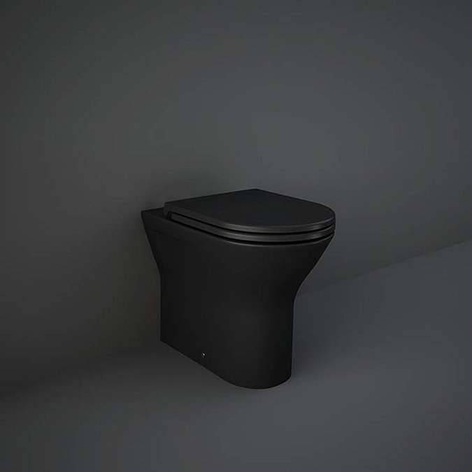 RAK Feeling Rimless Back To Wall Toilet with Soft Close Seat -  Matt Black Large Image