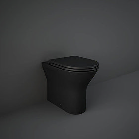 RAK Feeling Rimless Back To Wall Toilet with Soft Close Seat -  Matt Black Large Image