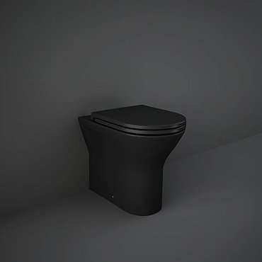 RAK Feeling Rimless Back To Wall Toilet with Soft Close Seat - Matt Black  Profile Large Image