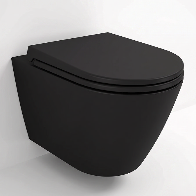 RAK Feeling Rimless Wall Hung Toilet with Soft Close Seat - Matt Black