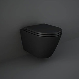 RAK Feeling Rimless Wall Hung Toilet with Soft Close Seat - Matt Black Medium Image