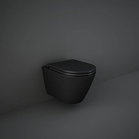 RAK Feeling Rimless Wall Hung Toilet with Soft Close Seat - Matt Black Large Image