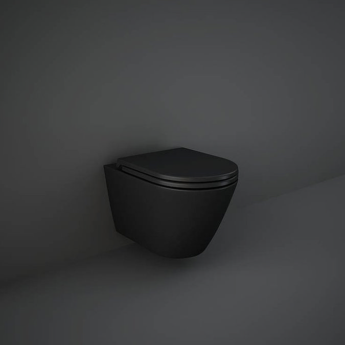 RAK Feeling Rimless Wall Hung Toilet with Soft Close Seat - Matt Black Large Image