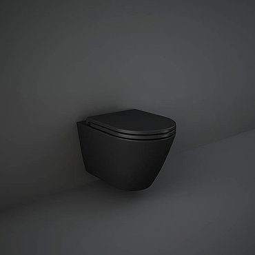 RAK Feeling Rimless Wall Hung Toilet with Soft Close Seat - Matt Black  Profile Large Image