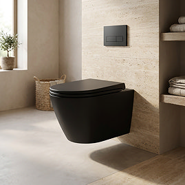 RAK Feeling Rimless Wall Hung Toilet with Soft Close Seat - Matt Black
