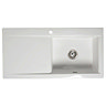 RAK Gourmet Dream Sink 2 - Single Large Bowl - Left Hand Drainer - White w/ Waste & Overflow Kit Profile Large Image