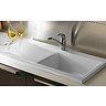 RAK Gourmet Dream Sink 2 - Single Large Bowl - Left Hand Drainer - White w/ Waste & Overflow Kit Large Image