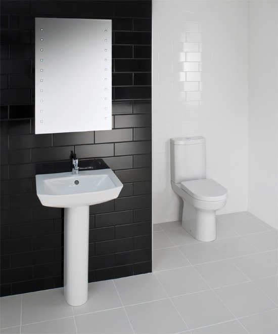 RAK - Highline 4 Piece Bathroom Suite - close coupled WC & basin with pedestal Large Image