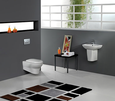 RAK - Infinity Wall Hung 4 Piece Set - Toilet & 50cm Basin with Half Pedestal Profile Large Image