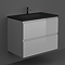 RAK Joy Urban Grey 800mm 2-Drawer Wall Hung Vanity Unit with Black Basin