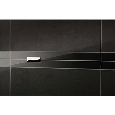 RAK - Listello Black Polished Tile Border with Chrome Glass Inset - 300x48mm - ARM2955 Profile Large Image