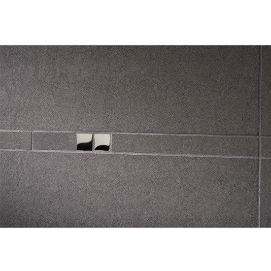RAK - Listello Dark Grey Polished Tile Border with Chrome Glass Inset - 300x23mm - ARM2962 Large Ima